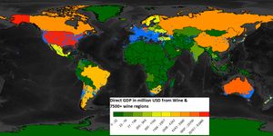 A chart plotting wine production as a percentage of GDP for wine regions around the world